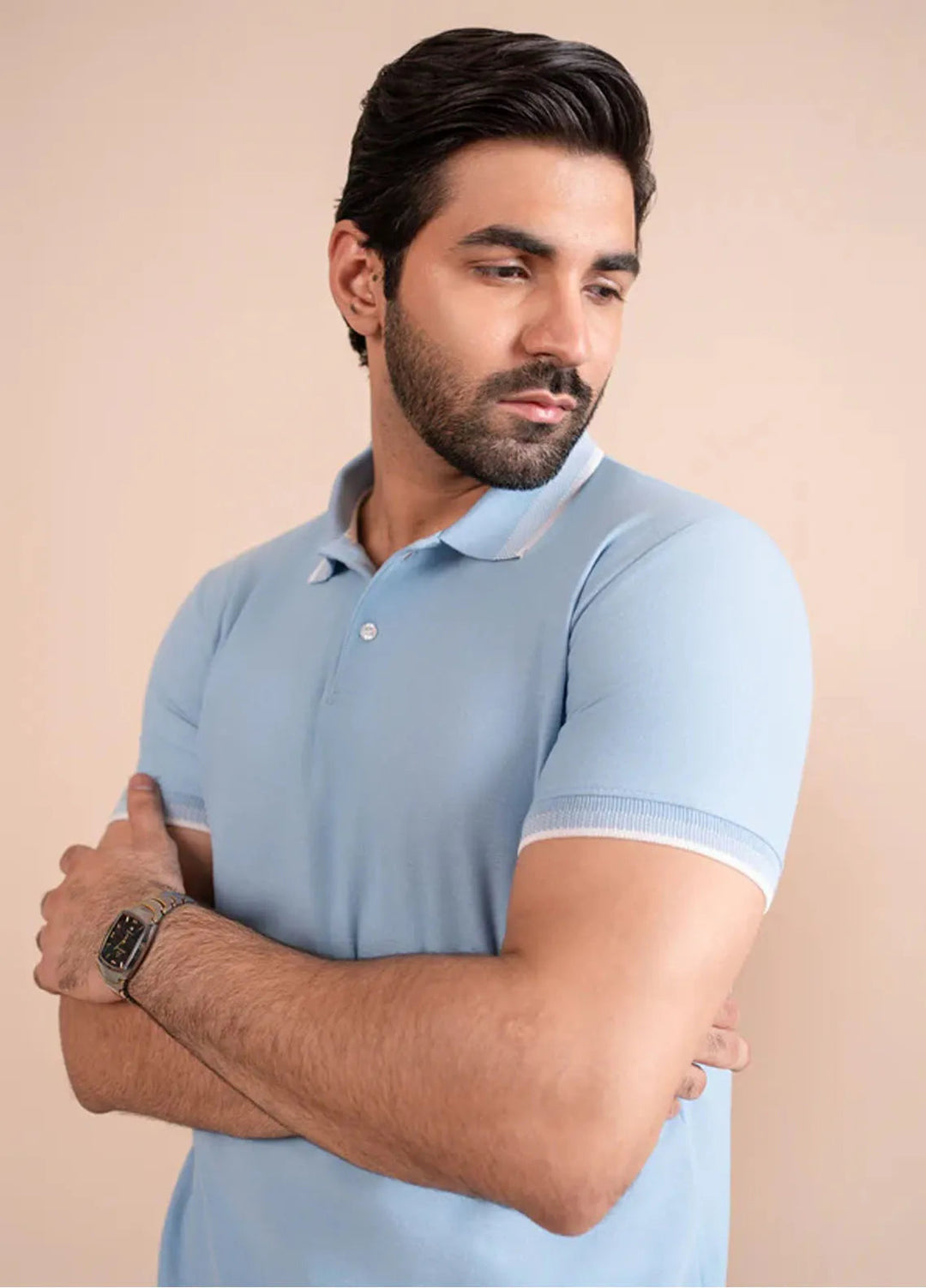 Muraqsh Mens Sky Blue Basic Polo