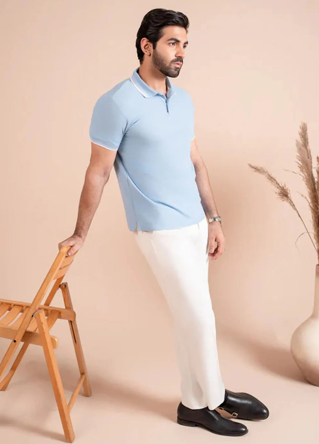 Muraqsh Mens Sky Blue Basic Polo