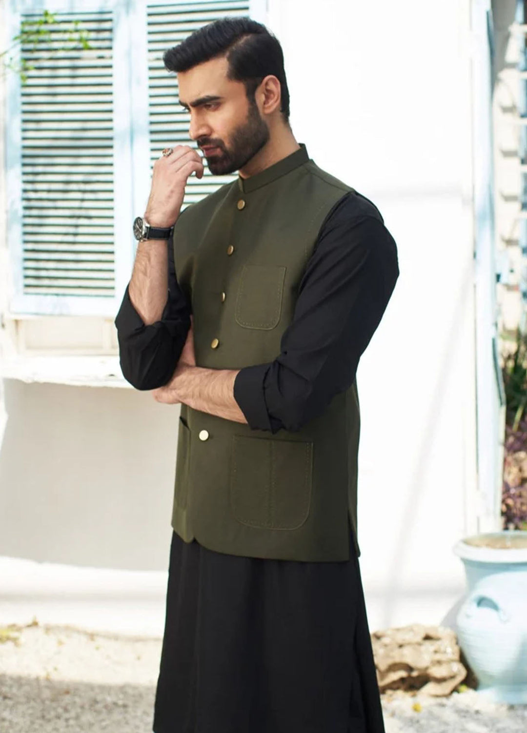 Muraqsh Plain Blended 3 Piece Suit MUR-3P-AG-1-KS