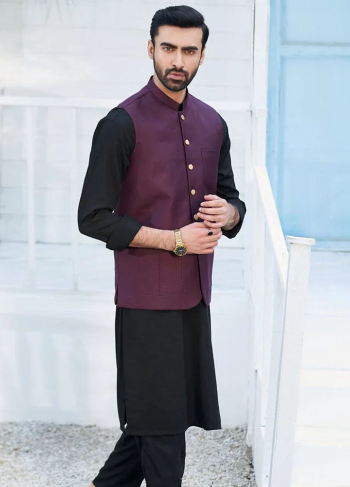Muraqsh Plain Blended 3 Piece Suit MUR-3P-BW-KS