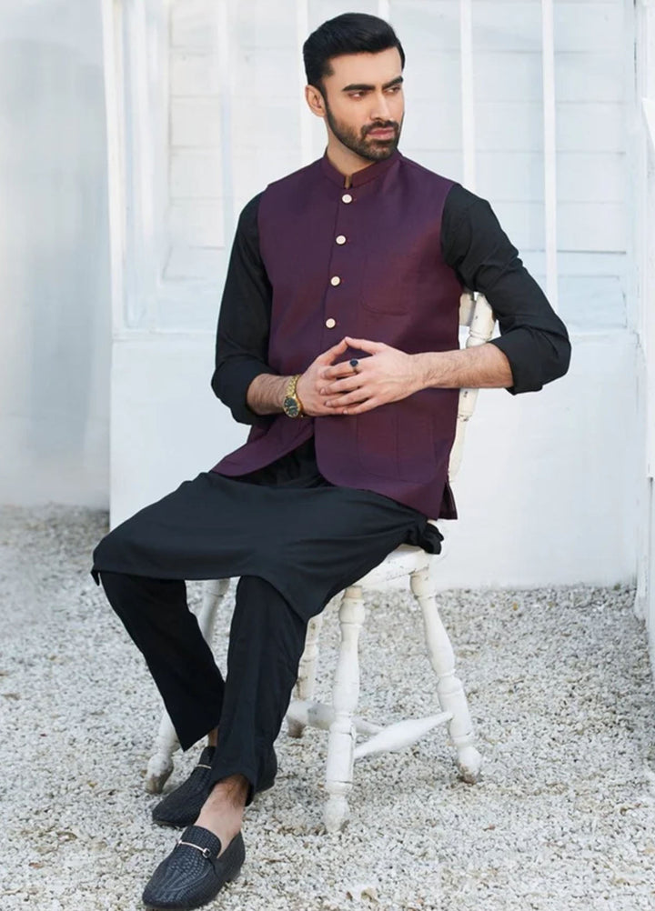 Muraqsh Plain Blended 3 Piece Suit MUR-3P-BW-KS