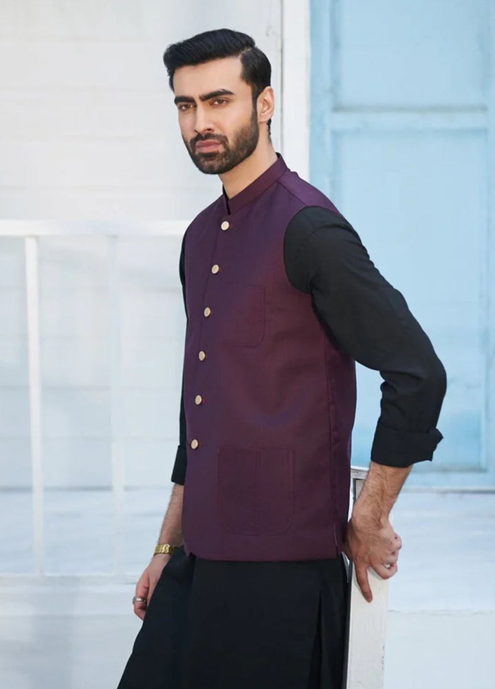 Muraqsh Plain Blended 3 Piece Suit MUR-3P-BW-KS