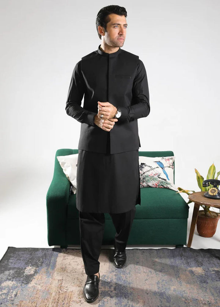 Muraqsh Plain Cotton 3 Piece Suit MUR-BCKS