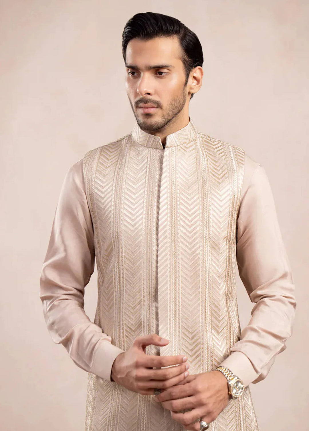 Muraqsh Pret Embroidered Raw Silk 1 Piece Arrow Embroidered Waistcoat