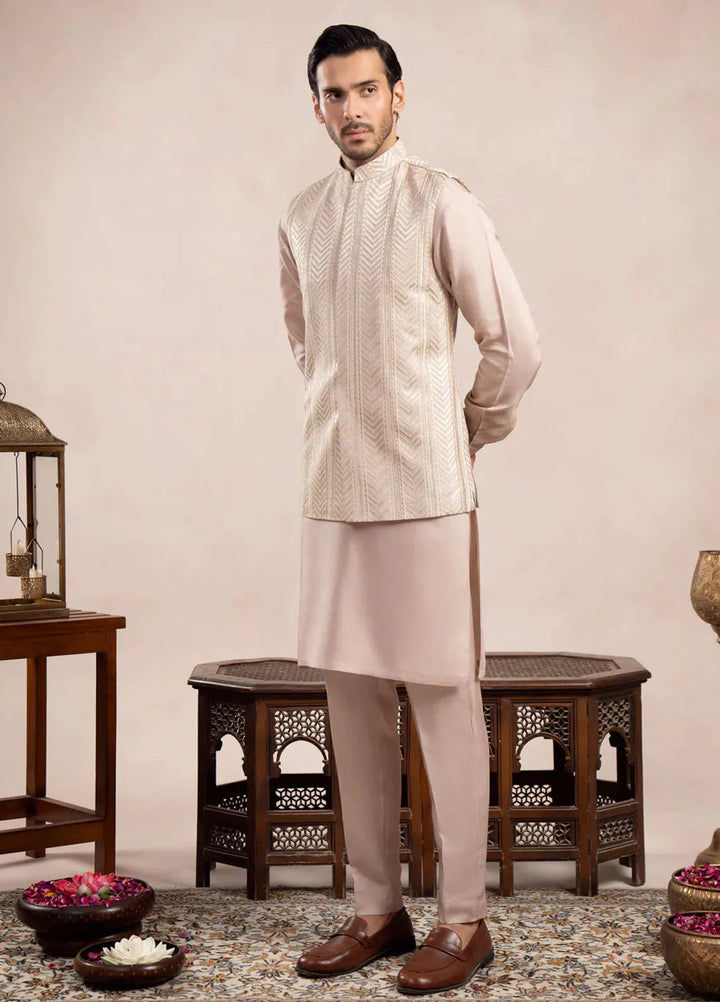 Muraqsh Pret Embroidered Raw Silk 1 Piece Arrow Embroidered Waistcoat