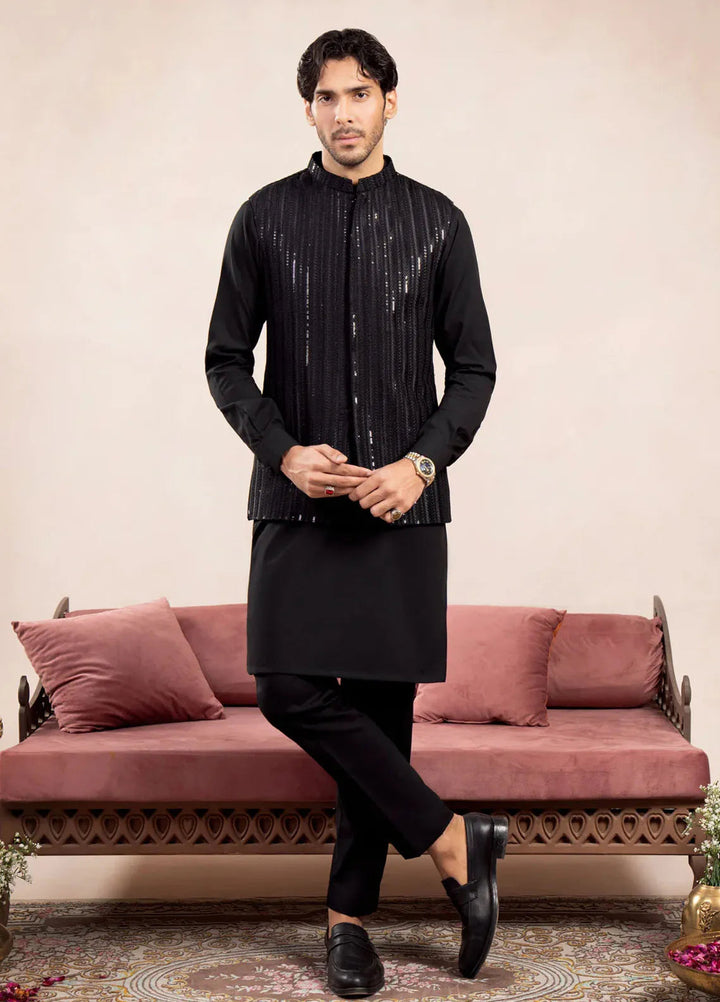 Muraqsh Pret Embroidered Raw Silk 1 Piece Arrow Sequin Embroidered Waistcoat