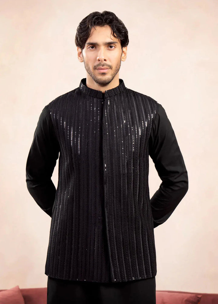 Muraqsh Pret Embroidered Raw Silk 1 Piece Arrow Sequin Embroidered Waistcoat