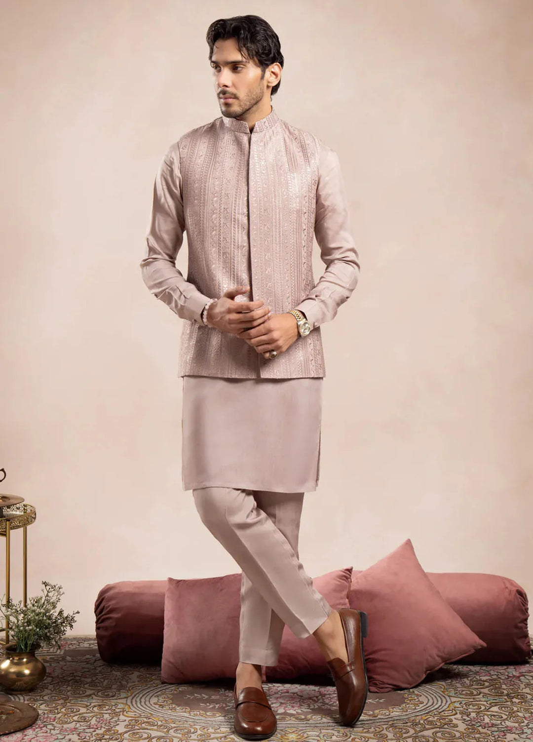 Muraqsh Pret Embroidered Raw Silk 1 Piece Falling Embroidered Waistcoat