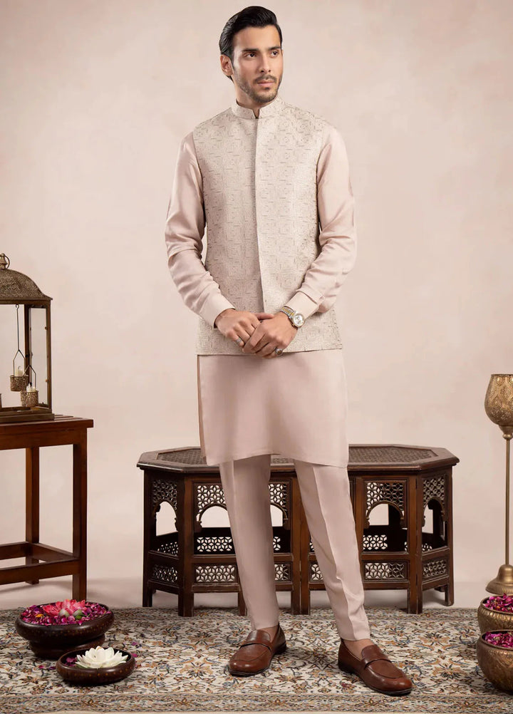 Muraqsh Pret Embroidered Raw Silk 1 Piece Square Embroidered Waistcoat