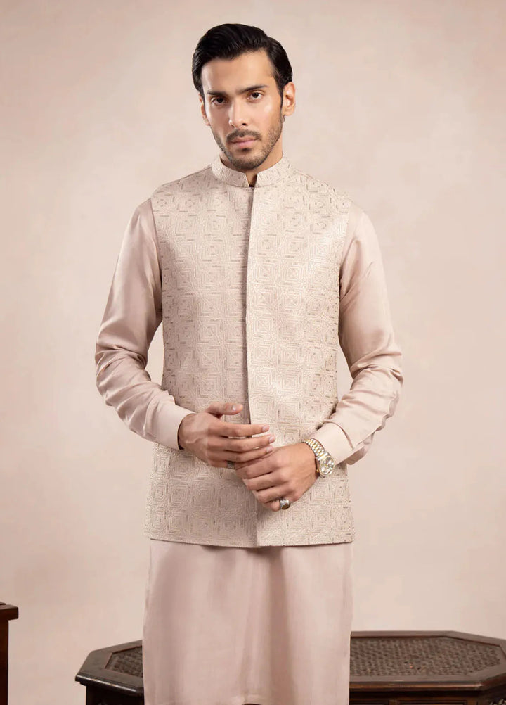 Muraqsh Pret Embroidered Raw Silk 1 Piece Square Embroidered Waistcoat