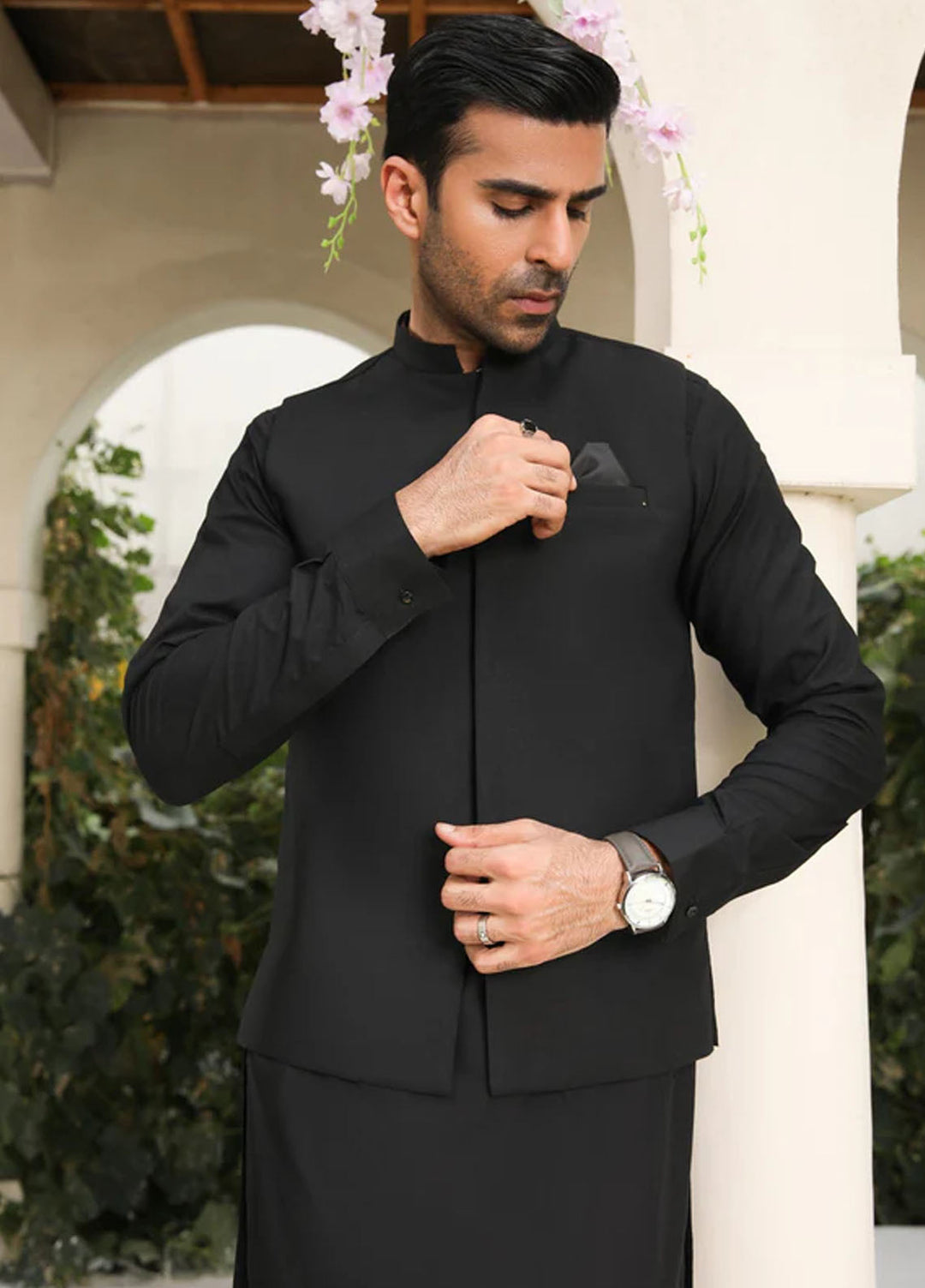 Muraqsh Pret Plain Blended 3 Piece Suit MUR-MBKSW-WC