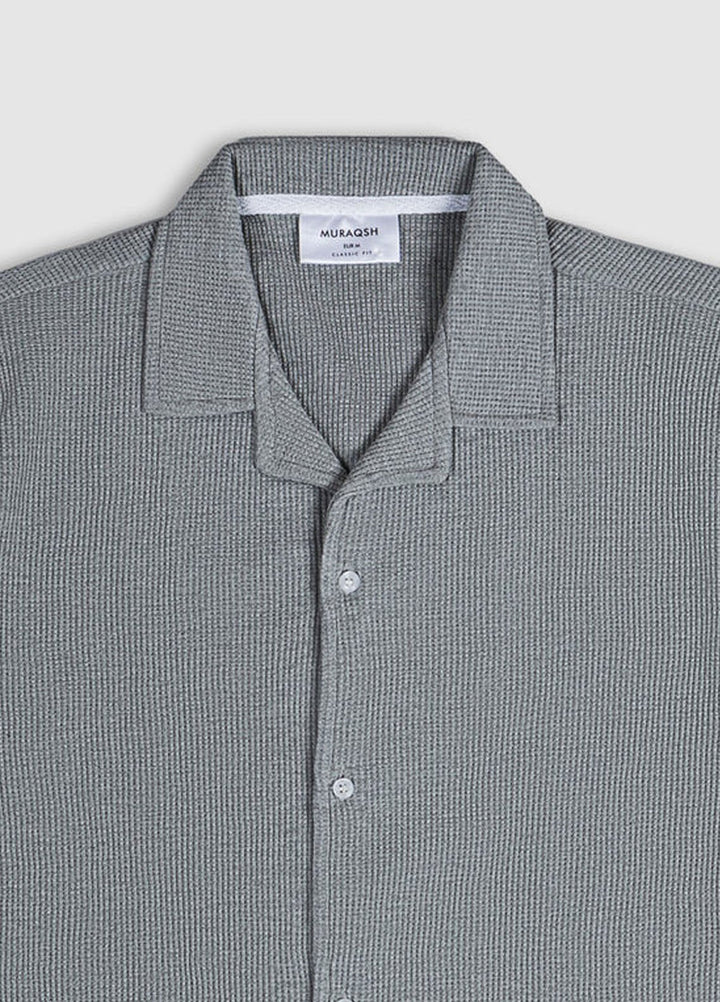 Muraqsh Textured  Button Down Knit Shirt ABD-LGWTRBD-FS