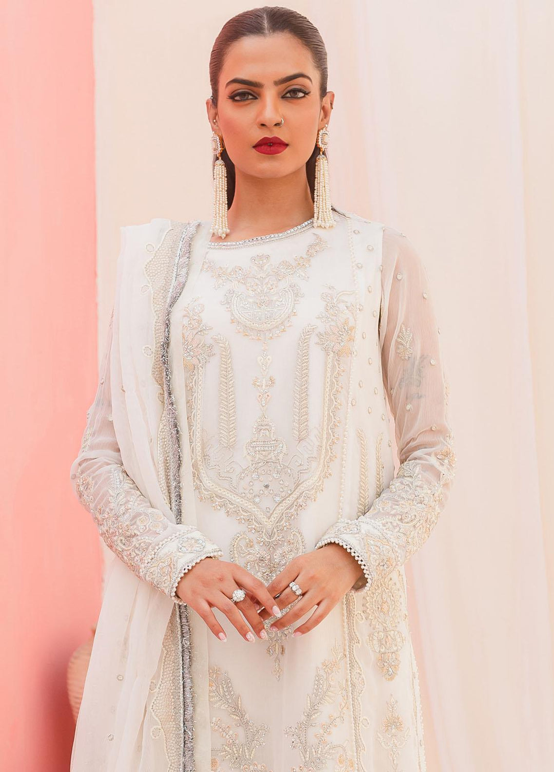 Murat By Freesia Premium Embroidered Chiffon Suits Unstitched 3 Piece FRE23MU FFD-0108 Turtle Dove - Festive Collection