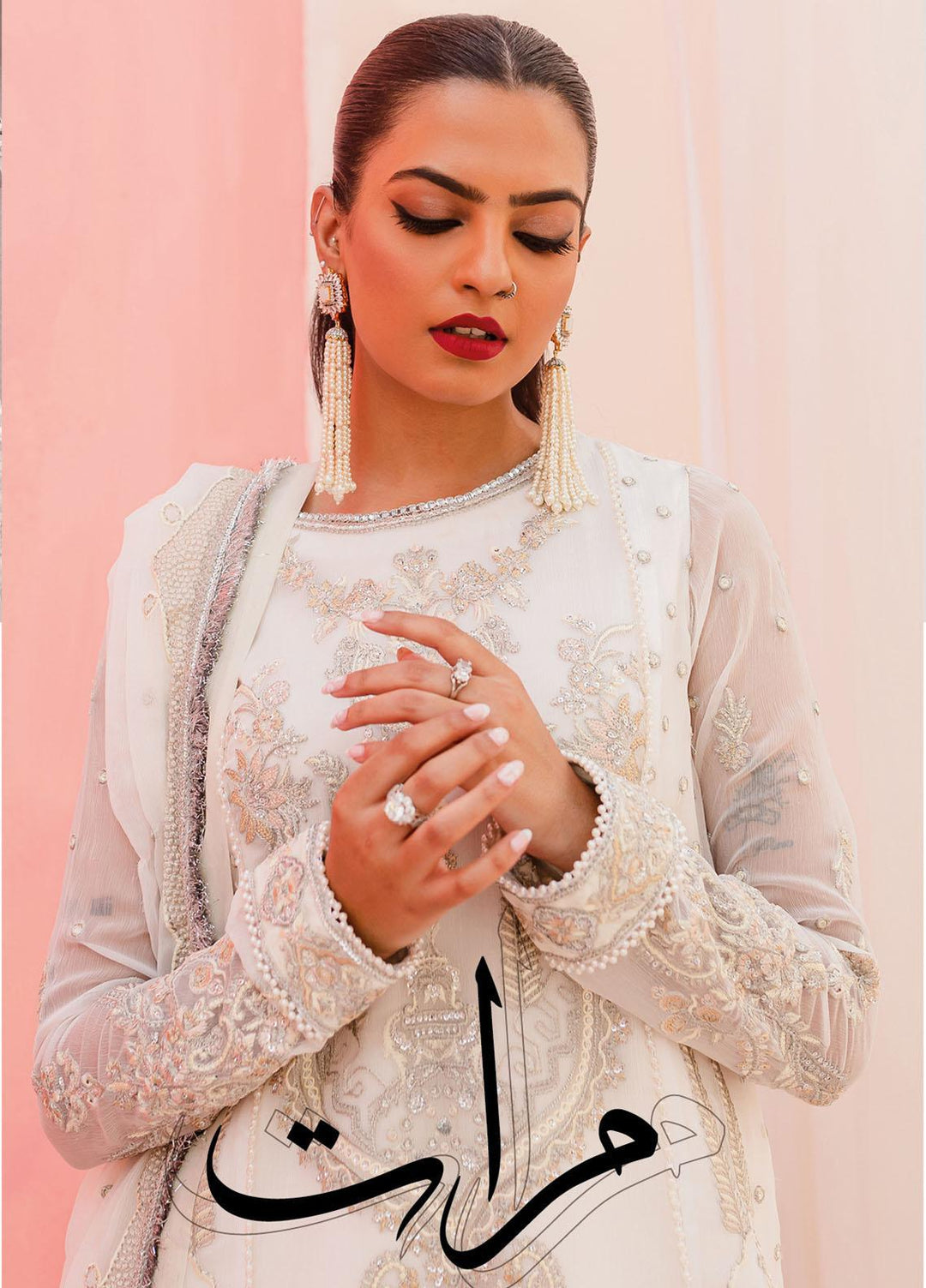 Murat By Freesia Premium Embroidered Chiffon Suits Unstitched 3 Piece FRE23MU FFD-0108 Turtle Dove - Festive Collection