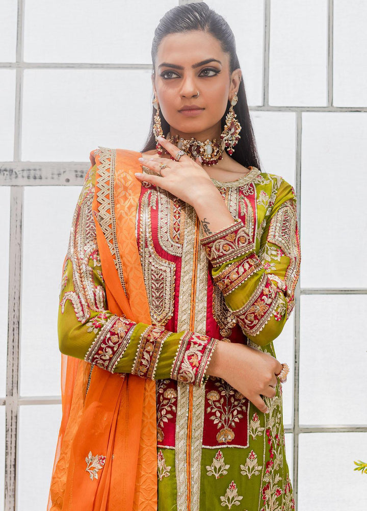 Murat By Freesia Premium Embroidered Chiffon Suits Unstitched 3 Piece FRE23MU FFD-0109 Greenery - Festive Collection