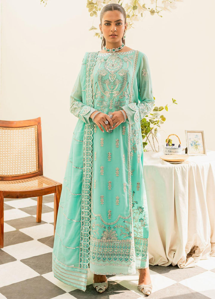 Murat By Freesia Premium Embroidered Chiffon Suits Unstitched 3 Piece FRE23MU FFD-0110 Beach Glass - Festive Collection