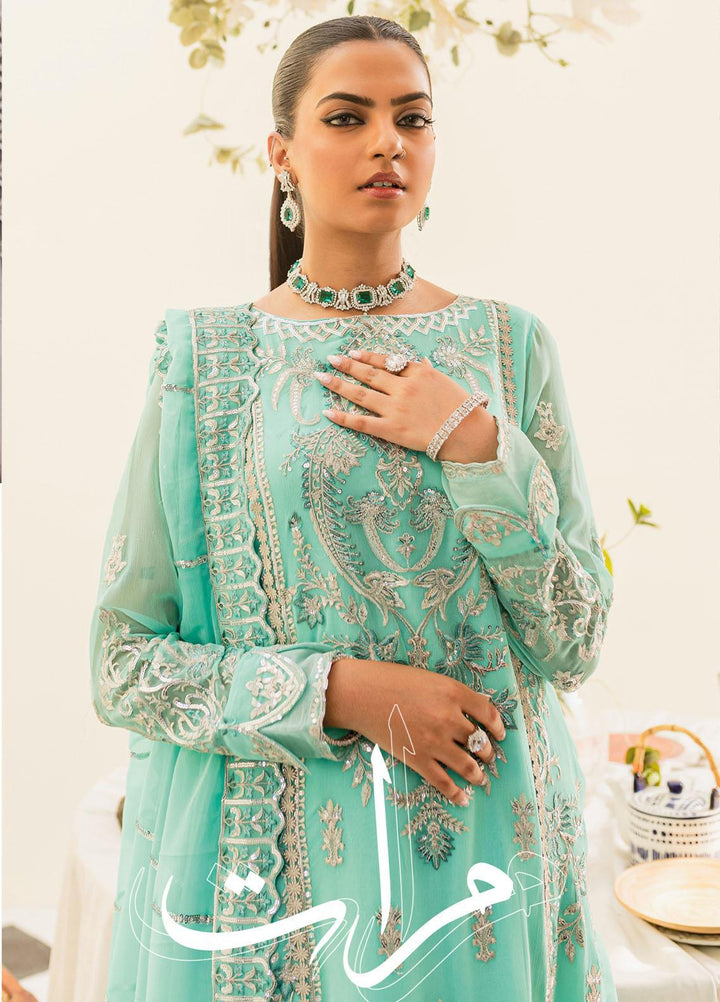 Murat By Freesia Premium Embroidered Chiffon Suits Unstitched 3 Piece FRE23MU FFD-0110 Beach Glass - Festive Collection