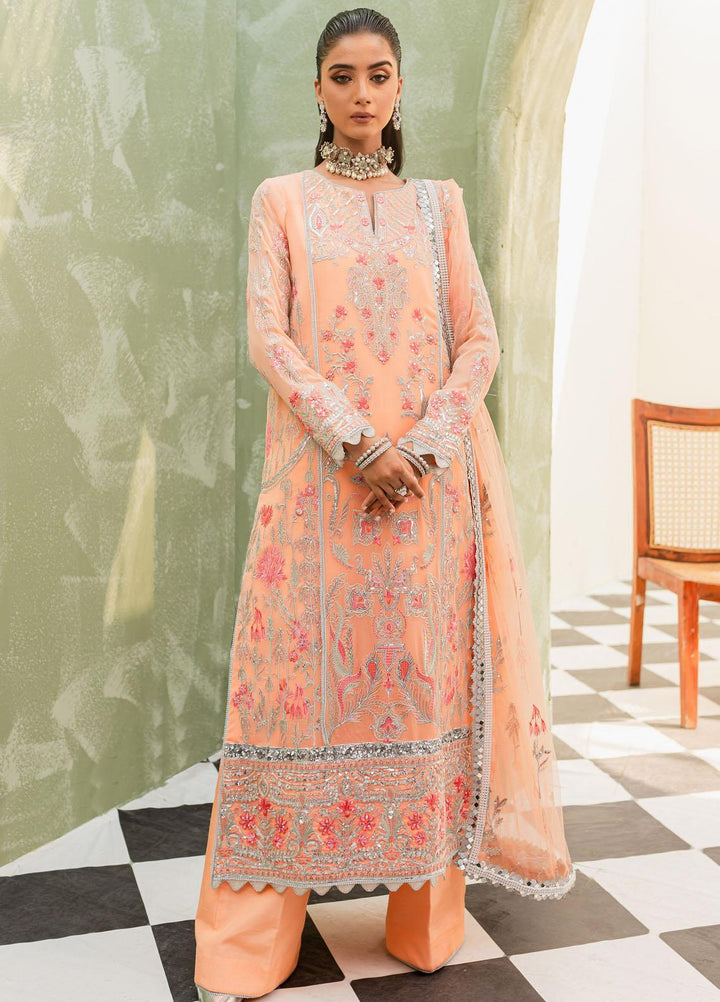 Murat By Freesia Premium Embroidered Chiffon Suits Unstitched 3 Piece FRE23MU FFD-0114 Pale Peach - Festive Collection