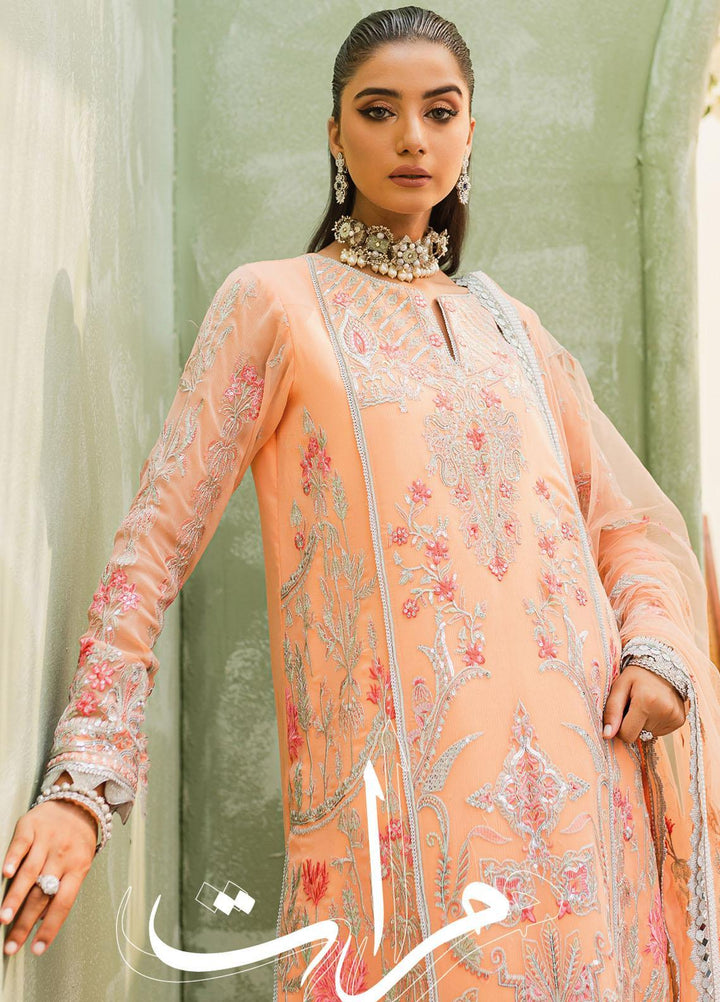 Murat By Freesia Premium Embroidered Chiffon Suits Unstitched 3 Piece FRE23MU FFD-0114 Pale Peach - Festive Collection