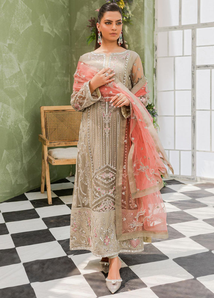 Murat By Freesia Premium Embroidered Chiffon Suits Unstitched 3 Piece FRE23MU FFD-0115 Desert Sage - Festive Collection
