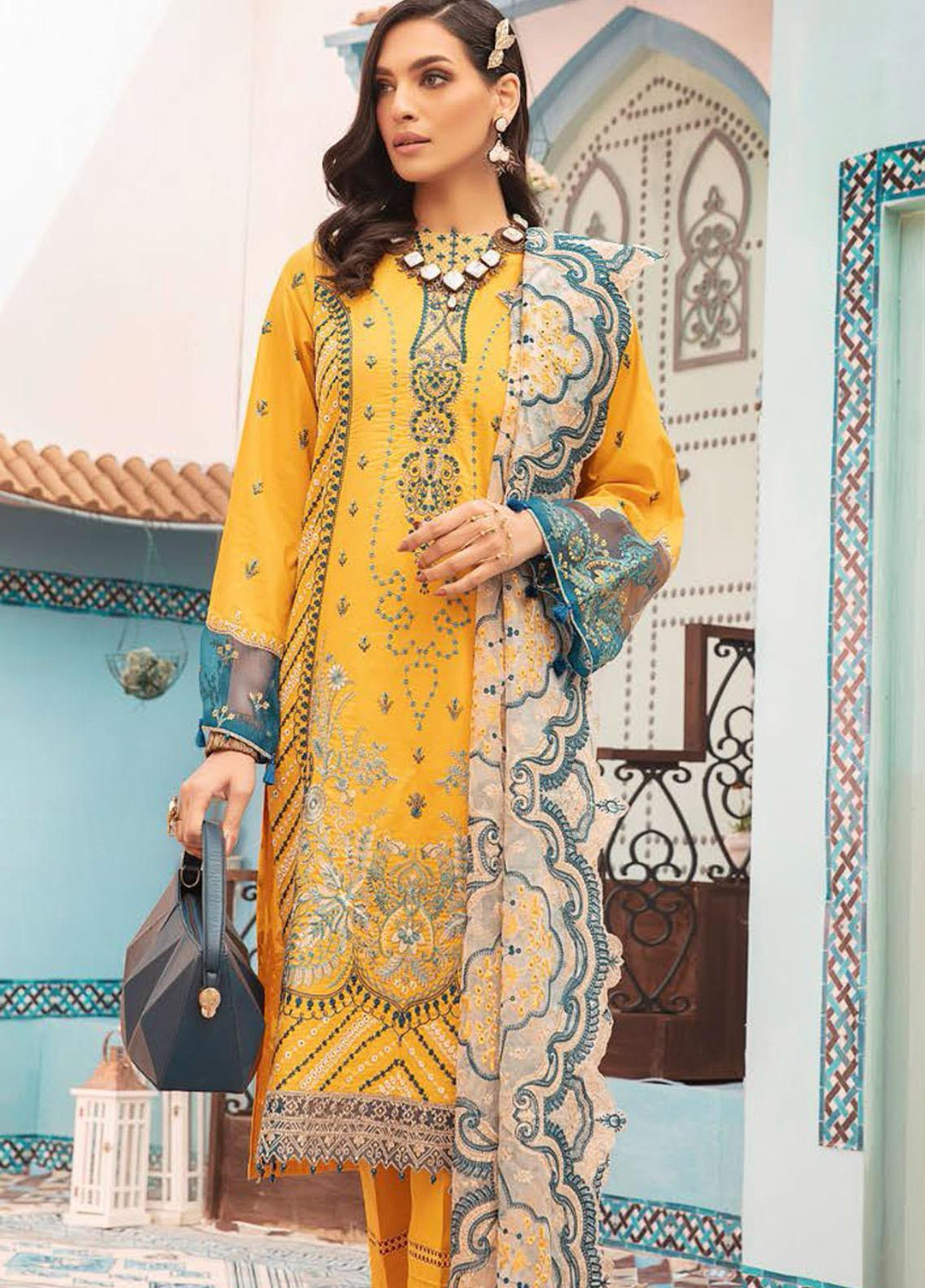 MusCari Embroidered Lawn Suits Unstitched 3 Piece MC21L MLC-04 - Summer Collection