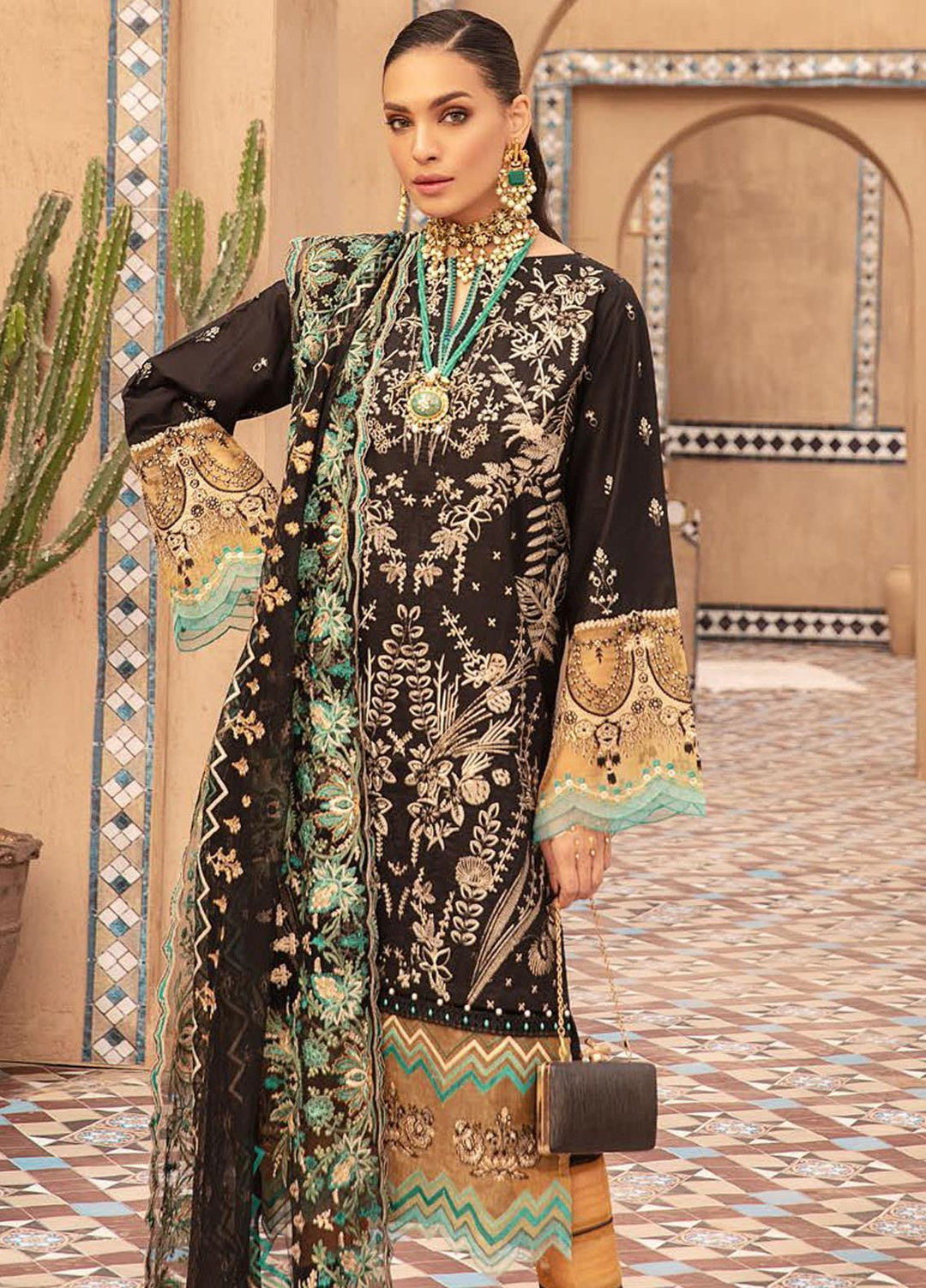 MusCari Embroidered Lawn Suits Unstitched 3 Piece MC21L MLC-06 - Summer Collection