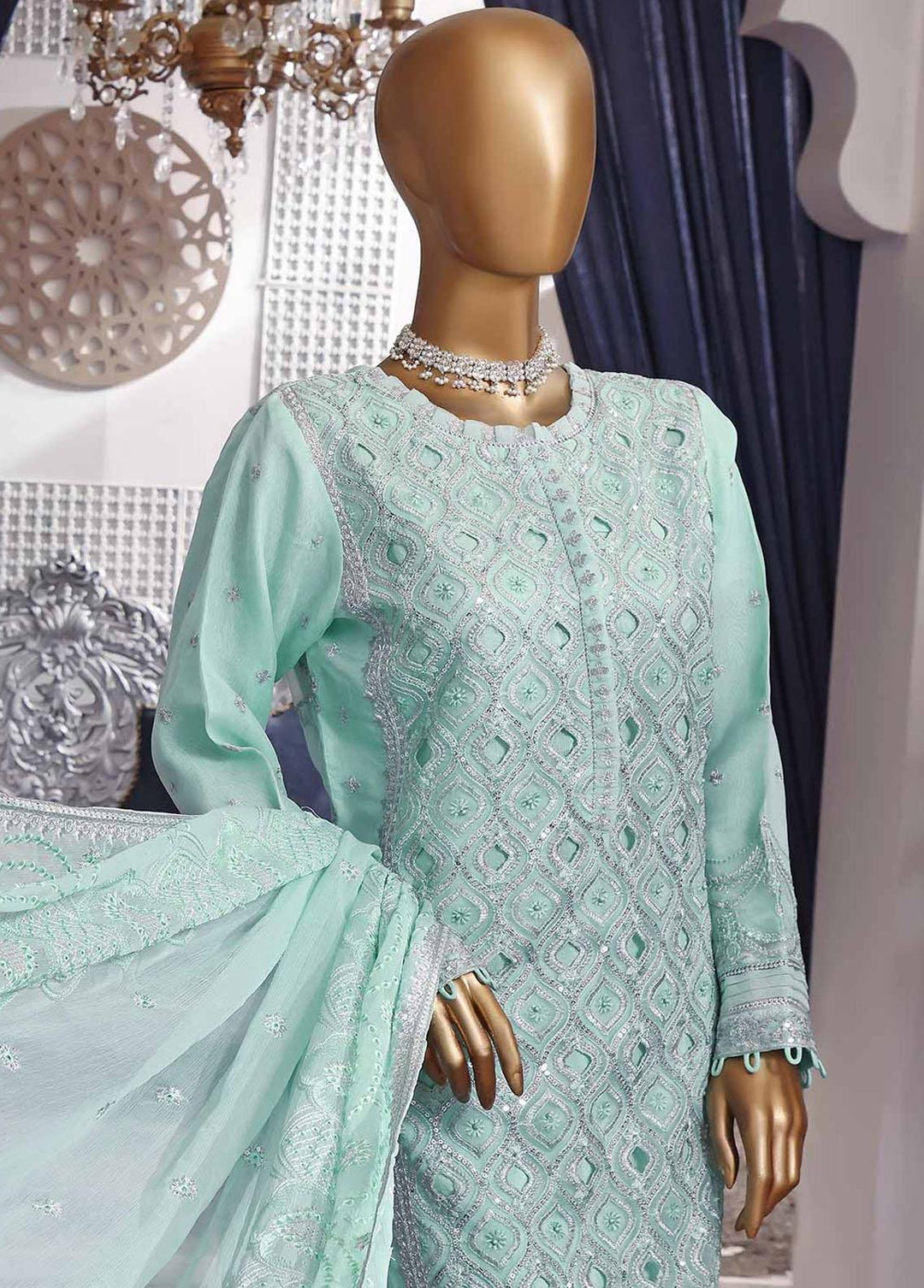 Muse By HZ Textiles Embroidered Organza Suits Unstitched 3 Piece HZ22M 01 Imroz - Luxury Collection