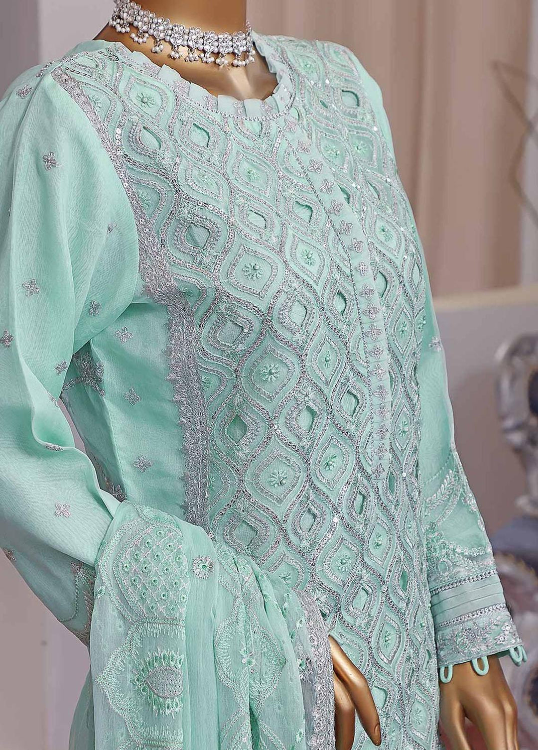 Muse By HZ Textiles Embroidered Organza Suits Unstitched 3 Piece HZ22M 01 Imroz - Luxury Collection