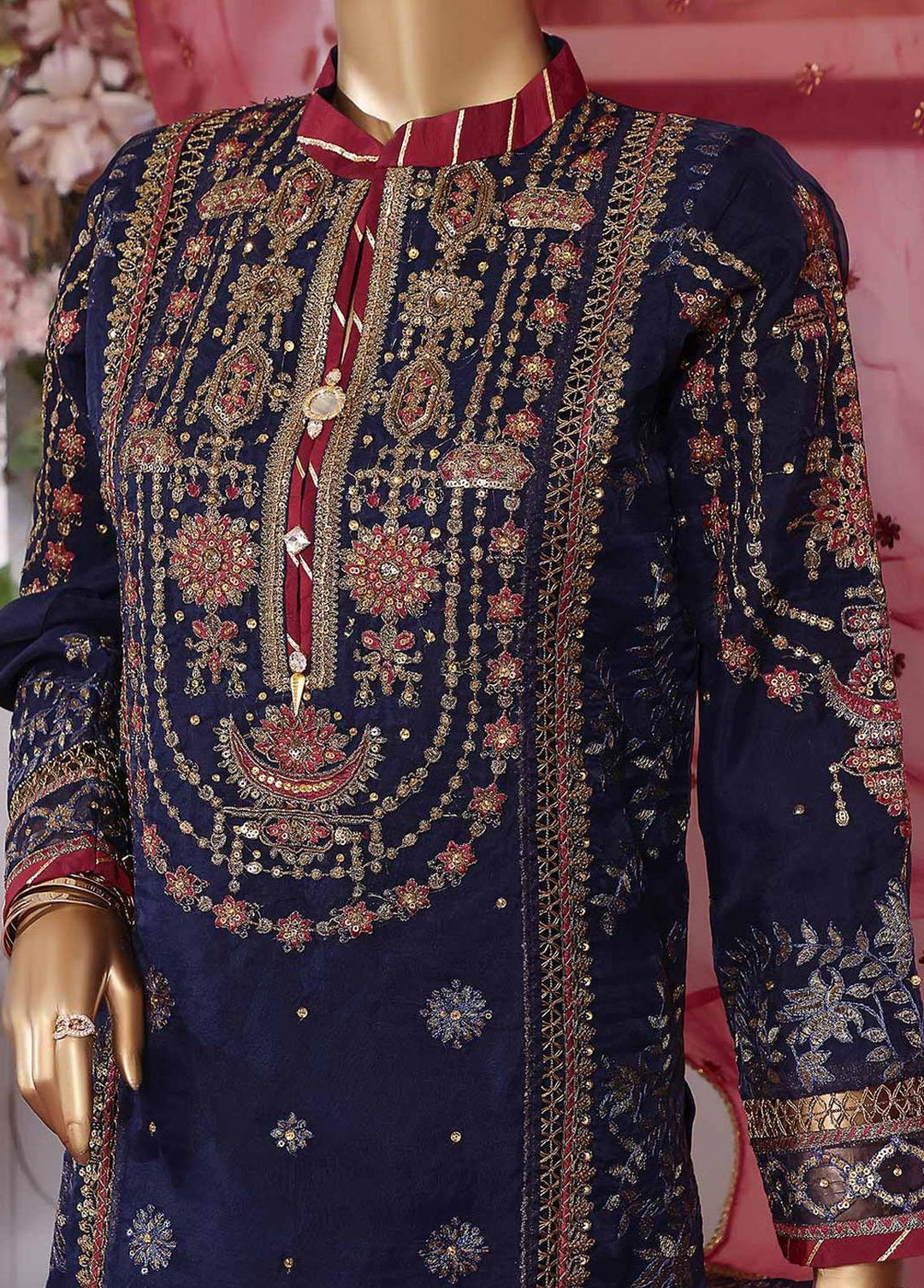 Muse By HZ Textiles Embroidered Organza Suits Unstitched 3 Piece HZ22M 03 Nauratan - Luxury Collection