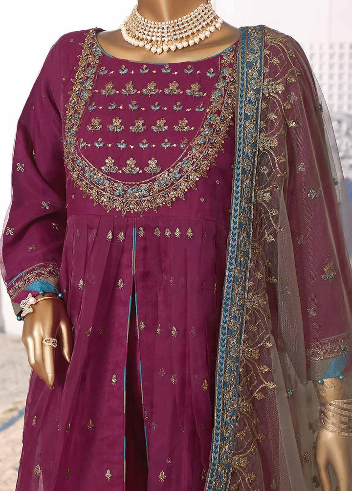 Muse By HZ Textiles Embroidered Organza Suits Unstitched 3 Piece HZ22M 07 Kesar - Luxury Collection