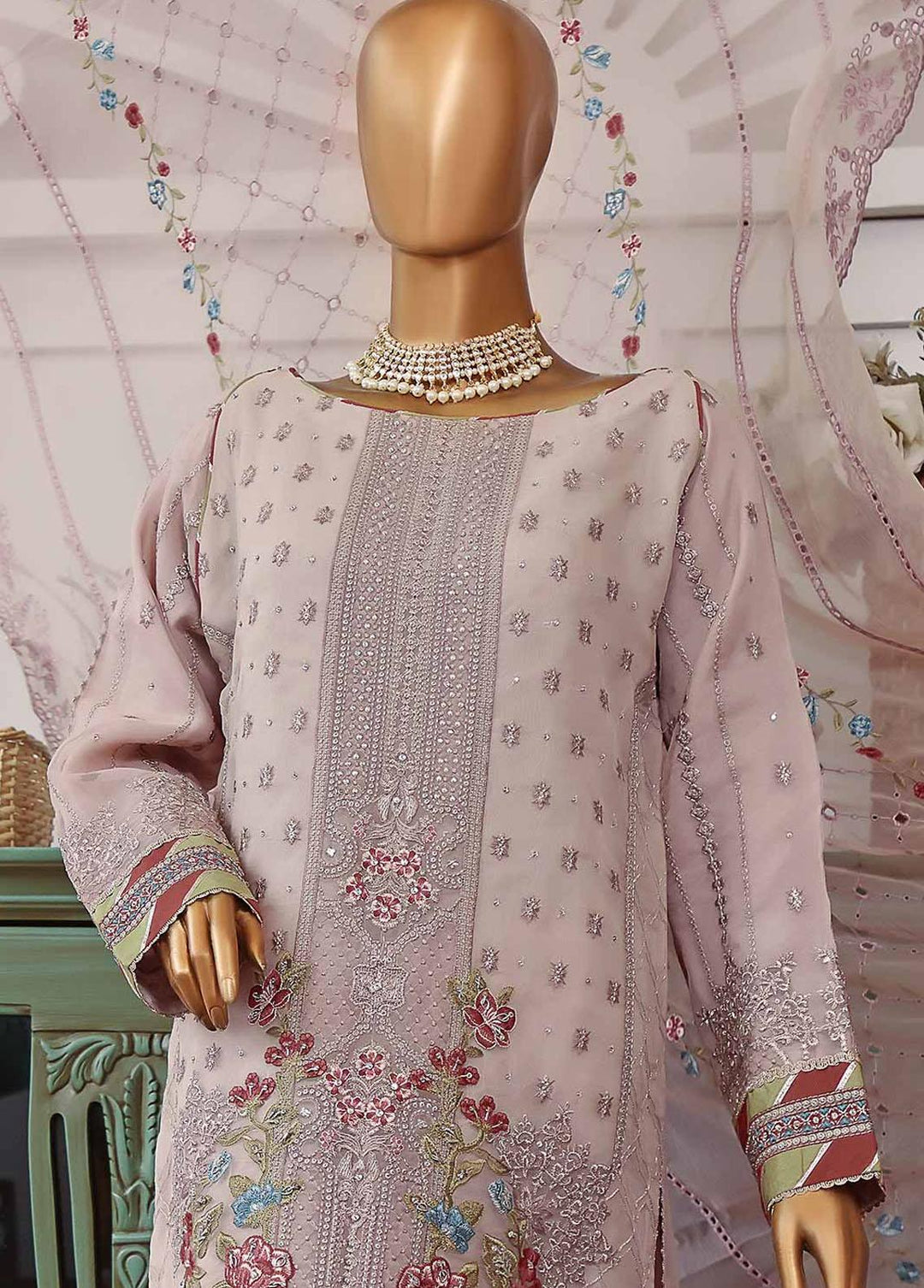 Muse By HZ Textiles Embroidered Organza Suits Unstitched 3 Piece HZ22M 08 Gulnaar - Luxury Collection