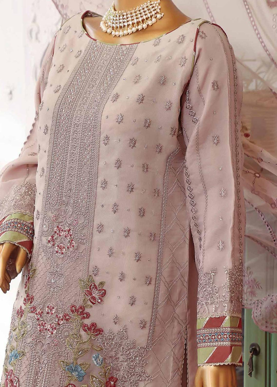 Muse By HZ Textiles Embroidered Organza Suits Unstitched 3 Piece HZ22M 08 Gulnaar - Luxury Collection