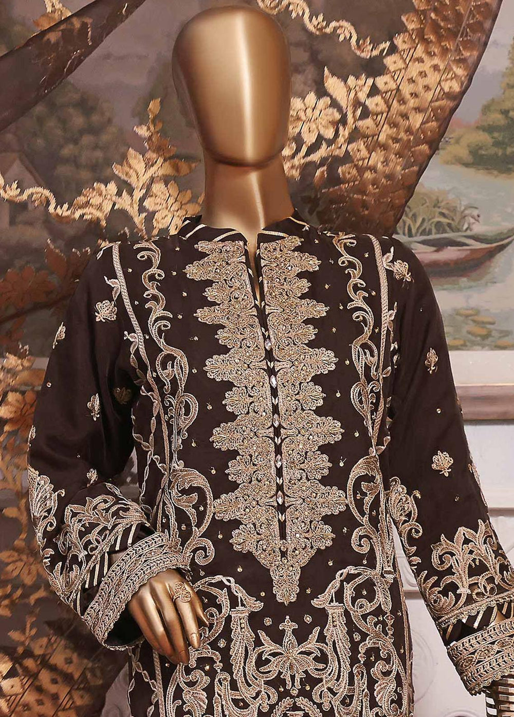 Muse By HZ Textiles Embroidered Organza Suits Unstitched 3 Piece HZ22M 10 Chiraag - Luxury Collection