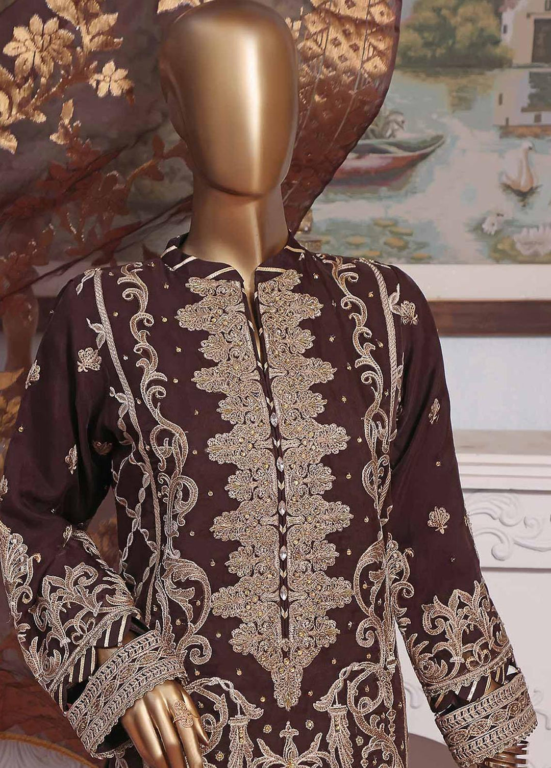 Muse By HZ Textiles Embroidered Organza Suits Unstitched 3 Piece HZ22M 10 Chiraag - Luxury Collection