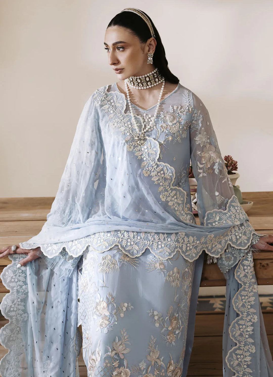 Muse By Serene Embroidered Chiffon Suit Unstitched 3 Piece SP24M Glace S-1078 - Luxuary Collection