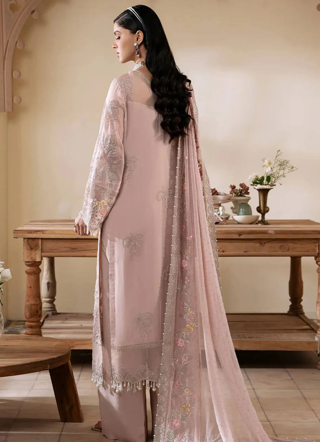 Muse By Serene Embroidered Chiffon Suit Unstitched 4 Piece SP24M Cristal S-1084 - Luxuary Collection