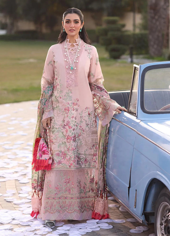 Musferah Saad Embroidered Lawn Suits Unstitched 3 Piece MFS25PG Bloome - Luxury Collection