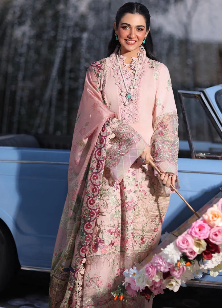 Musferah Saad Embroidered Lawn Suits Unstitched 3 Piece MFS25PG Bloome - Luxury Collection