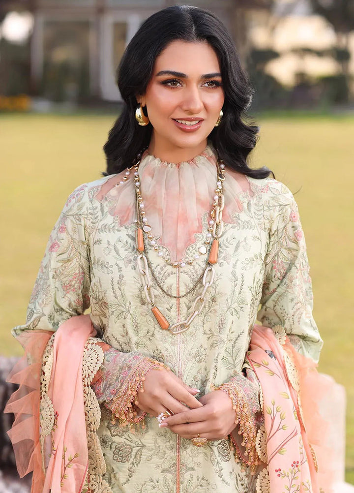 Musferah Saad Embroidered Lawn Suits Unstitched 3 Piece MFS25PG Lilia - Luxury Collection