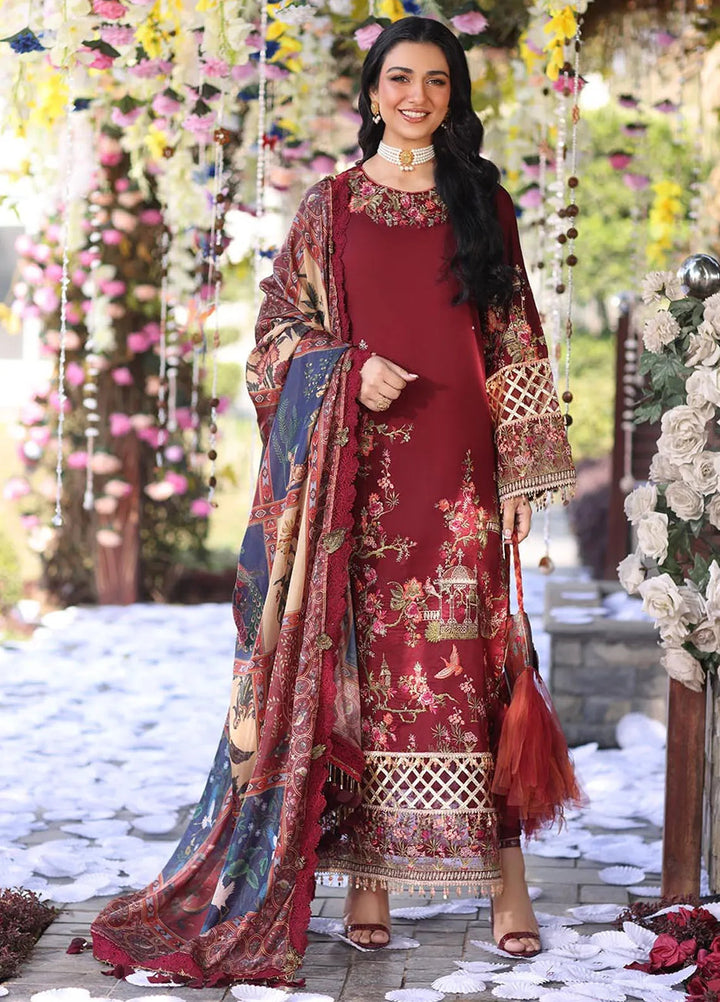 Musferah Saad Embroidered Lawn Suits Unstitched 3 Piece MFS25PG Rosabel - Luxury Collection
