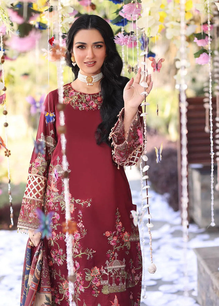 Musferah Saad Embroidered Lawn Suits Unstitched 3 Piece MFS25PG Rosabel - Luxury Collection