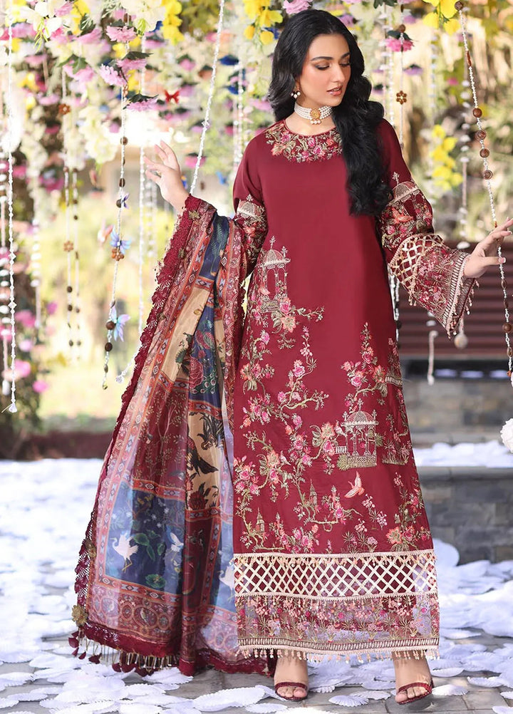 Musferah Saad Embroidered Lawn Suits Unstitched 3 Piece MFS25PG Rosabel - Luxury Collection