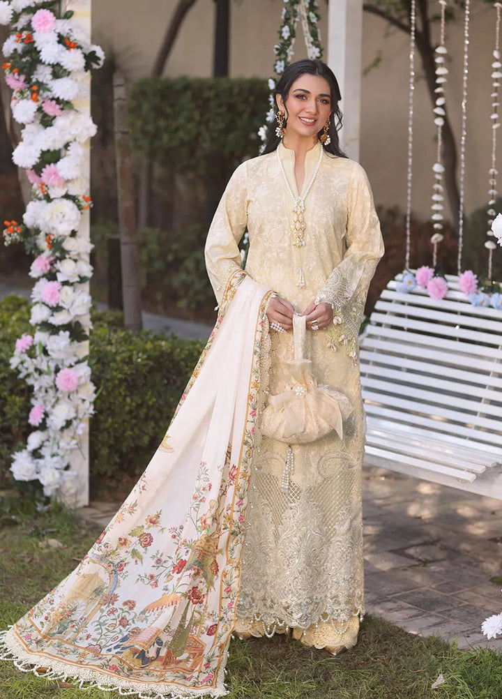 Musferah Saad Embroidered Lawn Suits Unstitched 3 Piece MFS25PG Sunshine - Luxury Collection