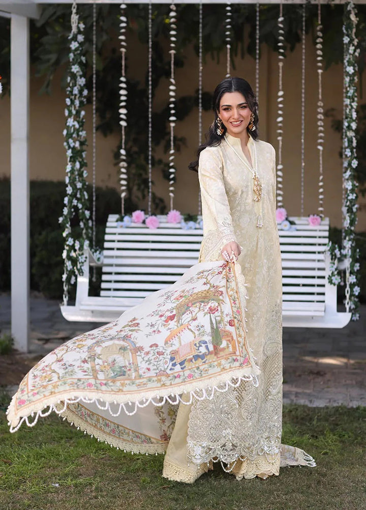 Musferah Saad Embroidered Lawn Suits Unstitched 3 Piece MFS25PG Sunshine - Luxury Collection