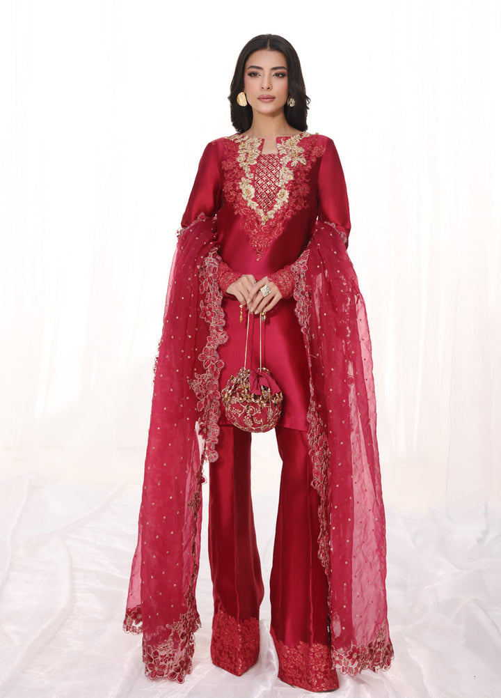 Musferah Saad Pret Embroidered Tissue Silk 3 Piece Suit Carmina