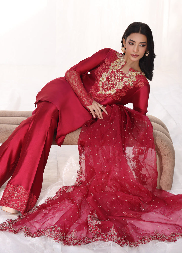 Musferah Saad Pret Embroidered Tissue Silk 3 Piece Suit Carmina