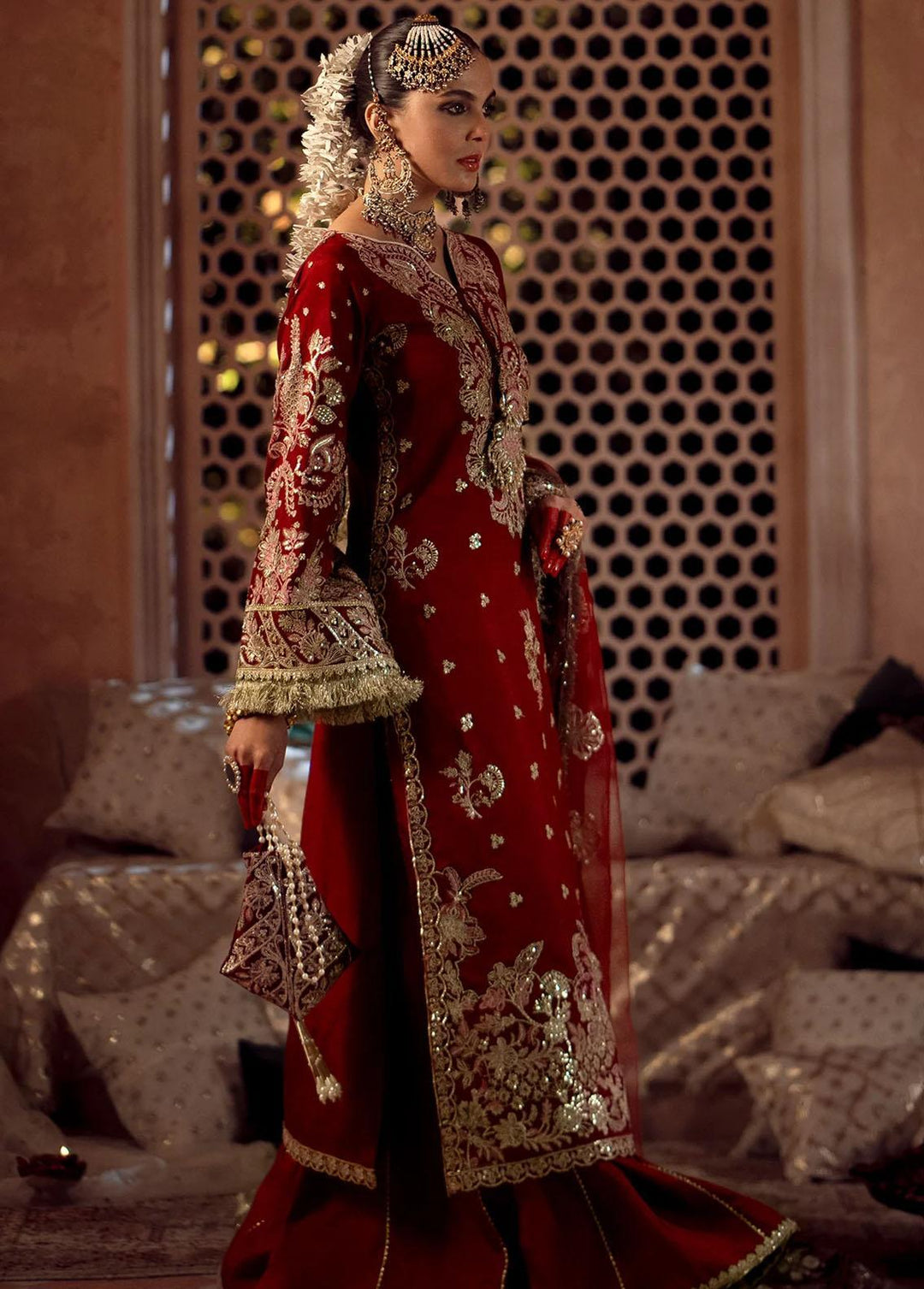 Mushk By Ajr Couture Embroidered Raw Silk Suits Unstitched 3 Piece AJR24M ASE-08 Gulab - Luxury Collection