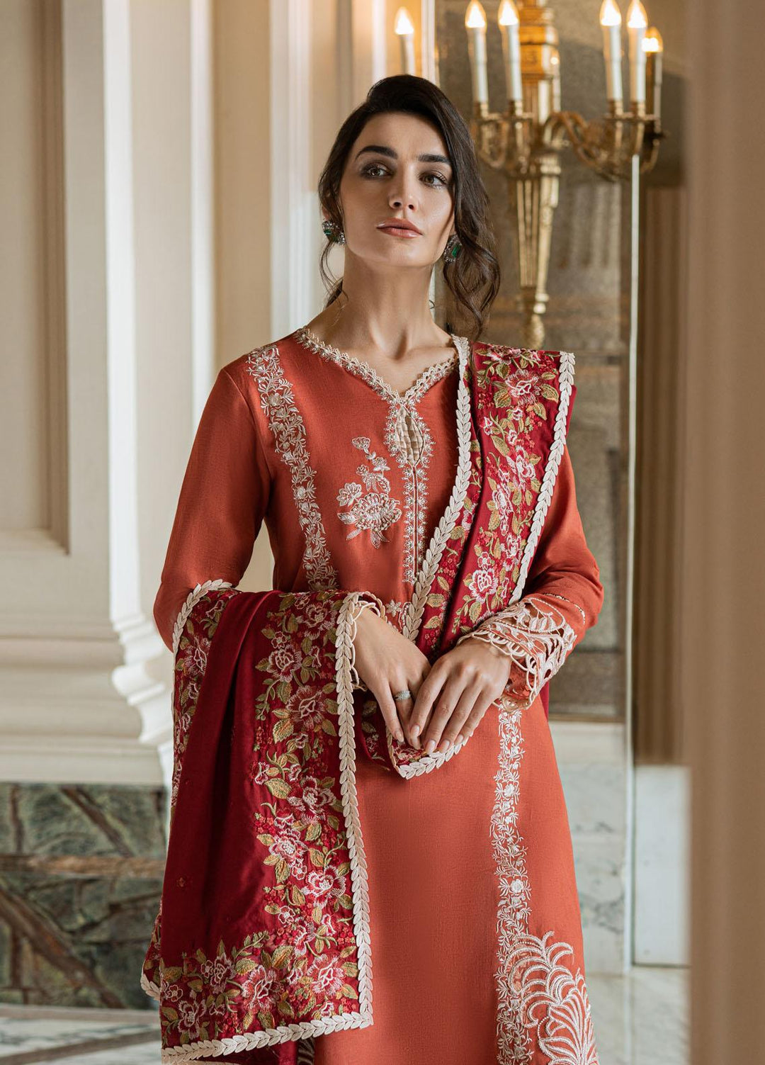 Mushq Casual Pret  Khaddar 3 Piece Suit MWP22-06 Emberglow