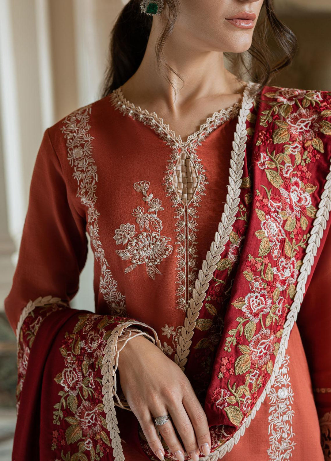 Mushq Casual Pret  Khaddar 3 Piece Suit MWP22-06 Emberglow