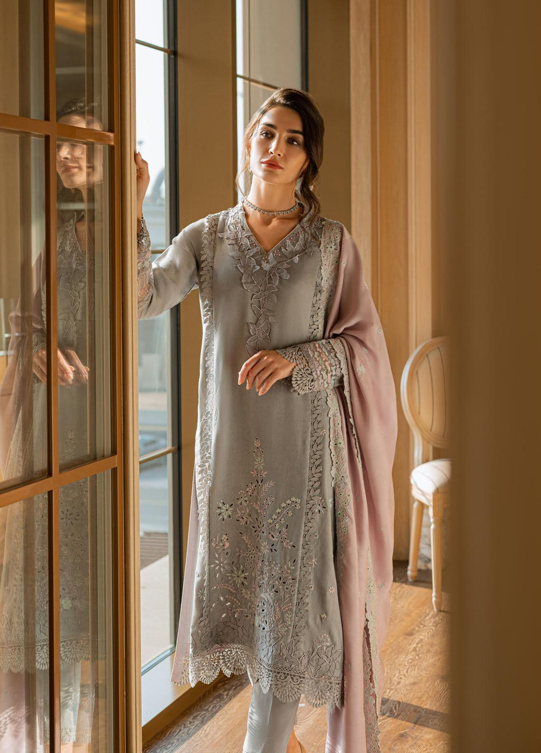 Mushq Casual Pret  Marina 3 Piece Suit MWP22-09 Glacier